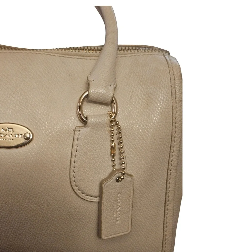 Coach Bennett Mini Satchel Cream Beige Crossgrain Leather Handbag F36624